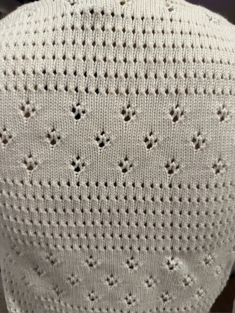 NWT Polo Ralph Lauren Womens Sweater White M Cotton with all over diamond Knit